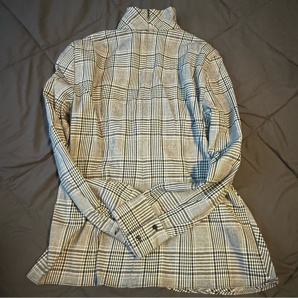 ZARA - Plaid High-Neck Blouse - Picture 2 of 3